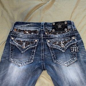 Miss Me Blue Boot Cut Jeans with Silver Accents